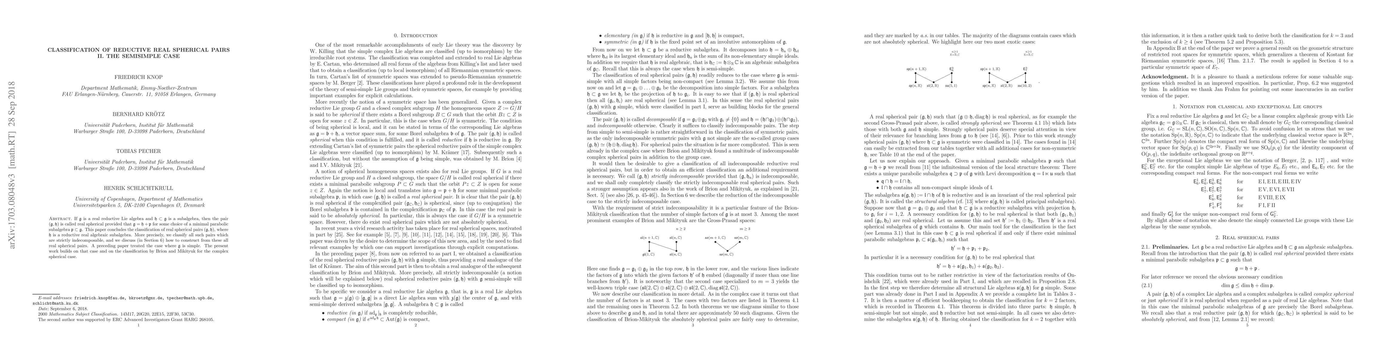 Thumbnail for Classification of reductive real spherical pairs II. The semisimple case