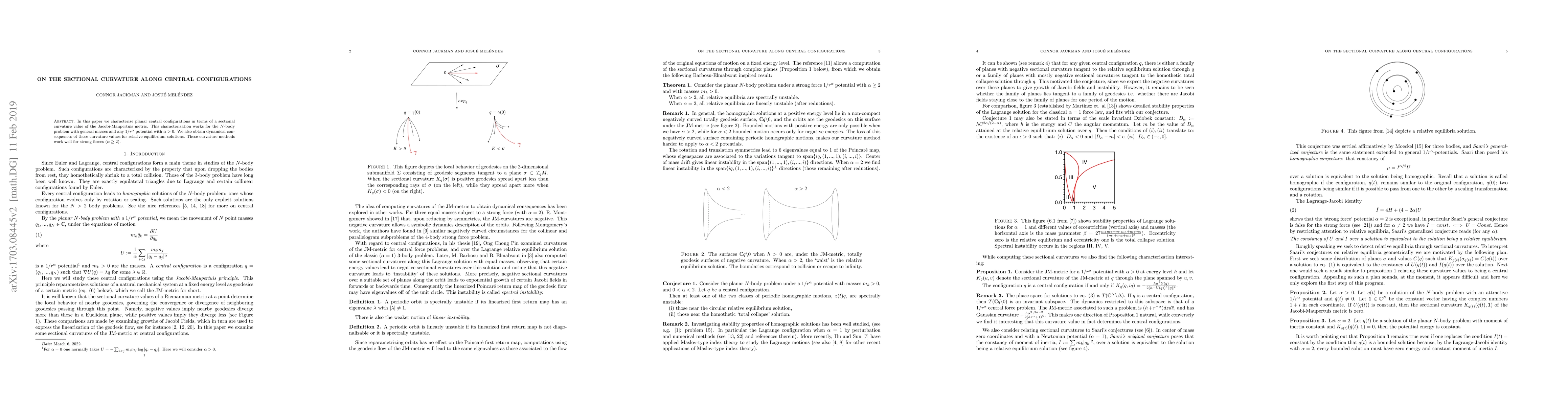 Thumbnail for On the sectional curvature along central configurations