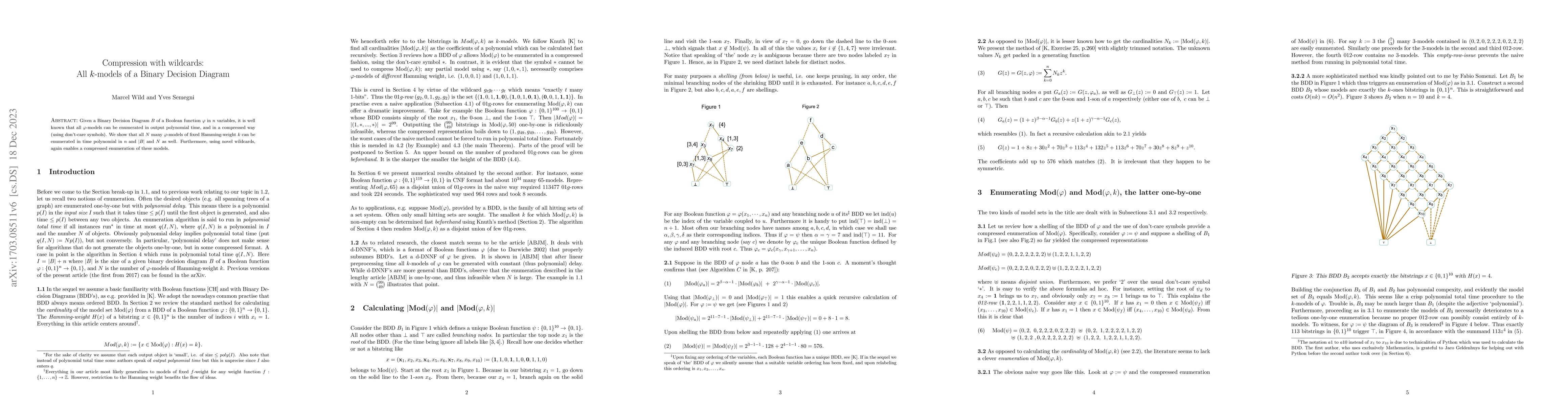 Thumbnail for Compression with wildcards: All k-models of a binary decision diagram