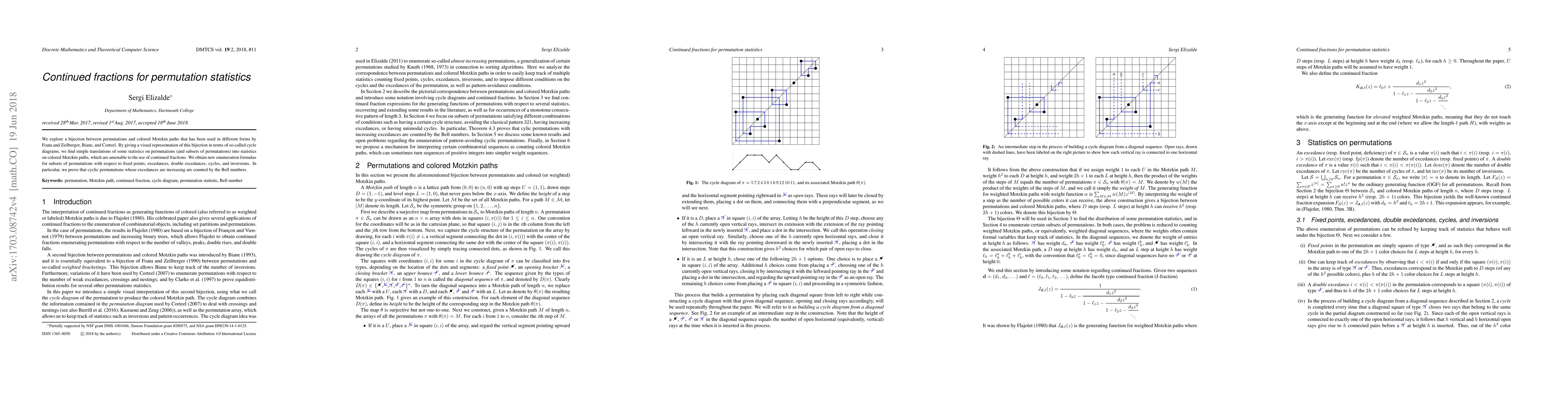 Thumbnail for Continued fractions for permutation statistics
