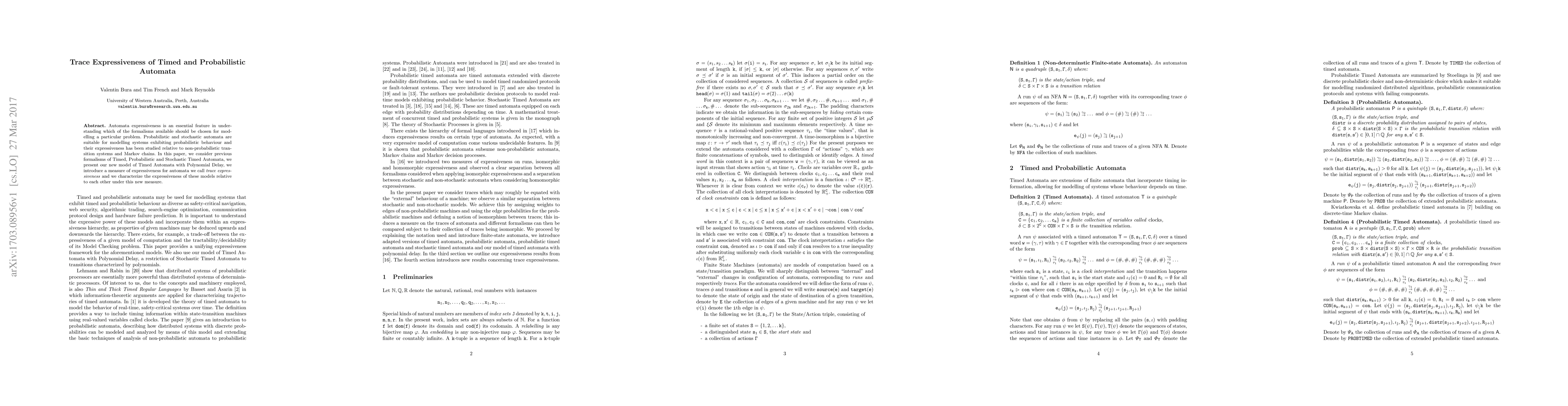 Thumbnail for Trace Expressiveness of Timed and Probabilistic Automata