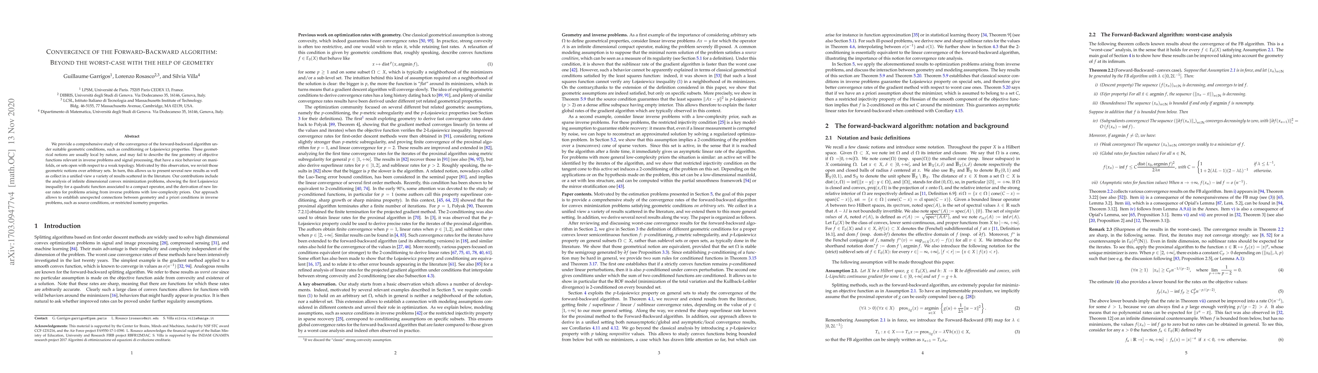 Thumbnail for Convergence of the Forward-Backward Algorithm: Beyond the Worst Case
  with the Help of Geometry