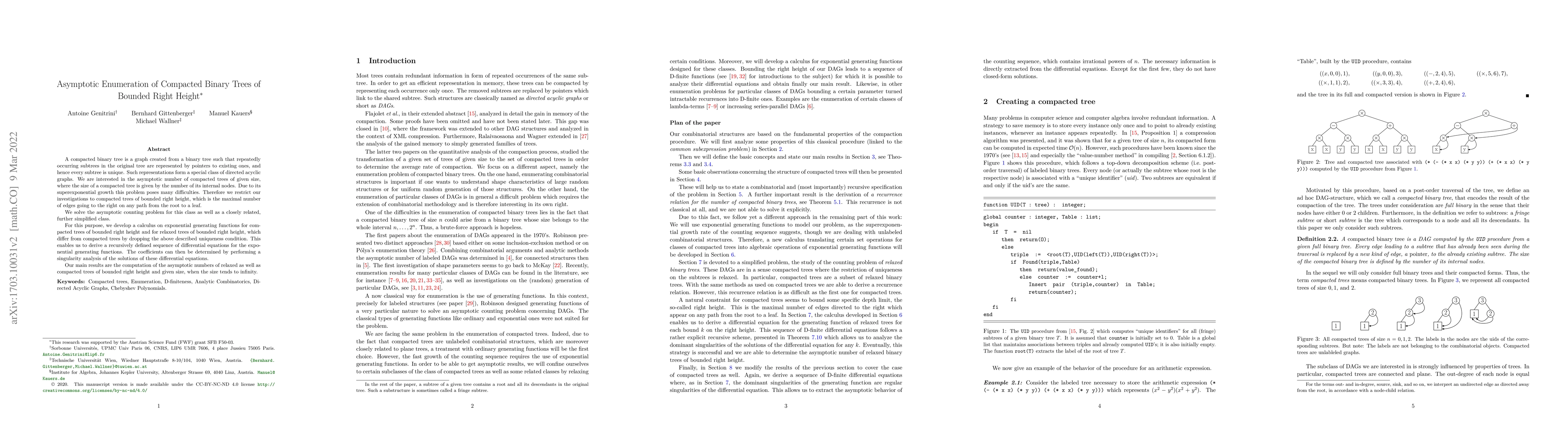 Thumbnail for Asymptotic Enumeration of Compacted Binary Trees of Bounded Right Height
