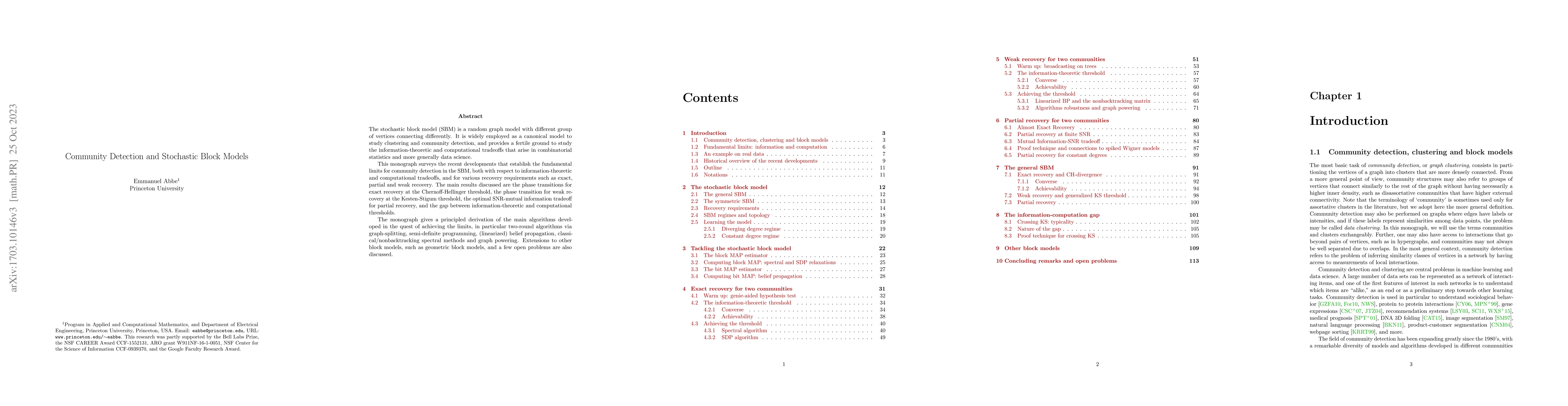 Thumbnail for Community Detection and Stochastic Block Models