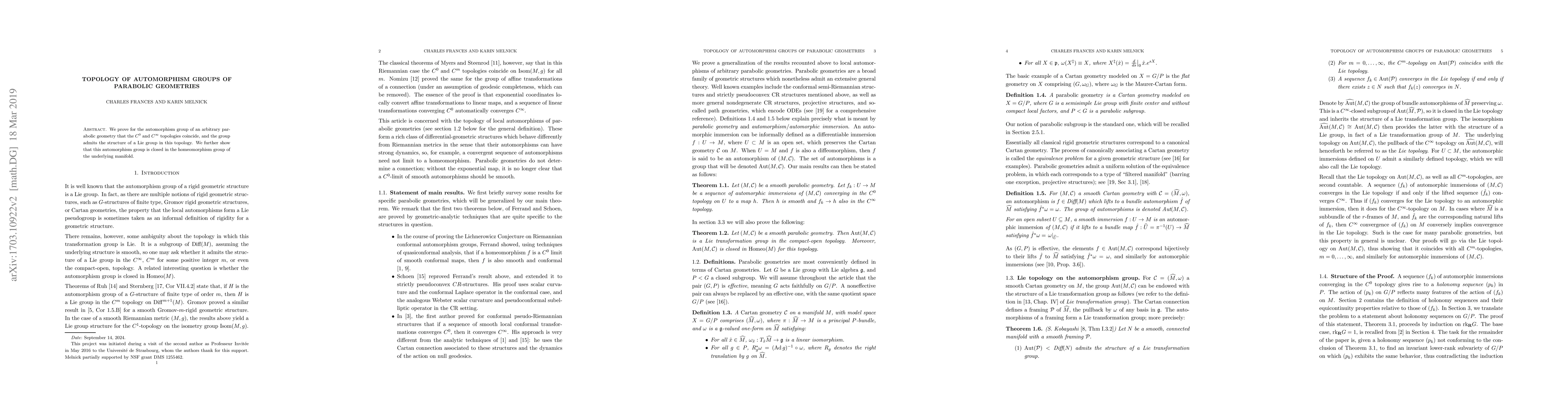 Thumbnail for Topology of automorphism groups of parabolic geometries