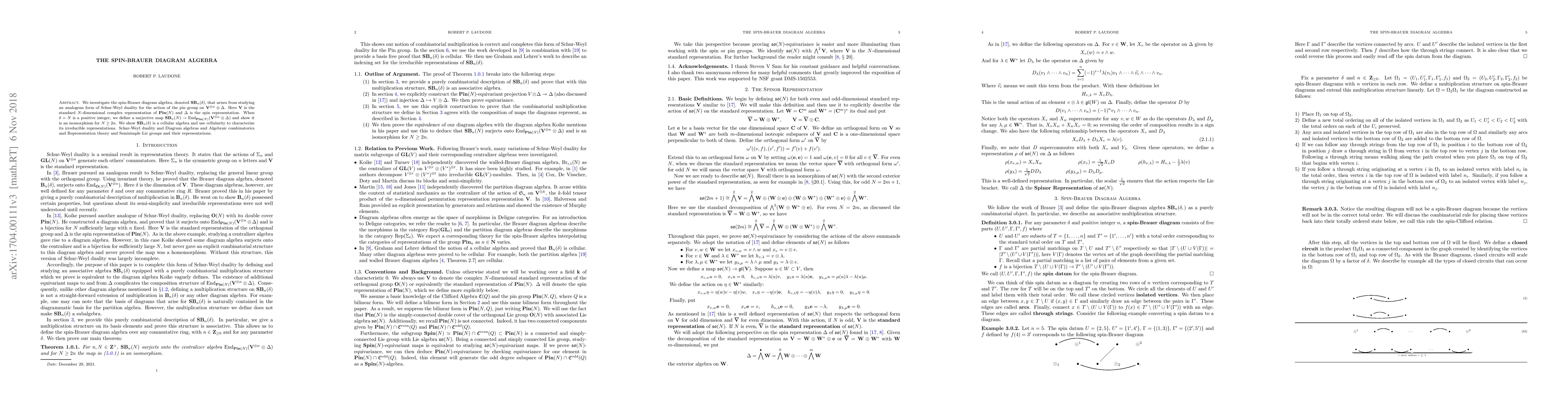 Thumbnail for The spin-Brauer diagram algebra