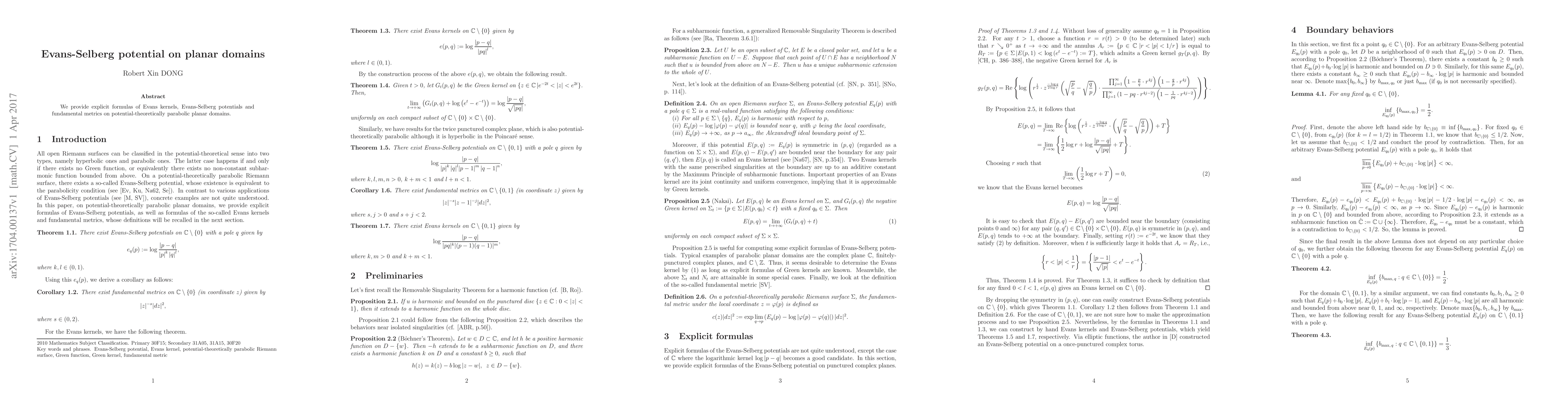 Thumbnail for Evans-Selberg potential on planar domains