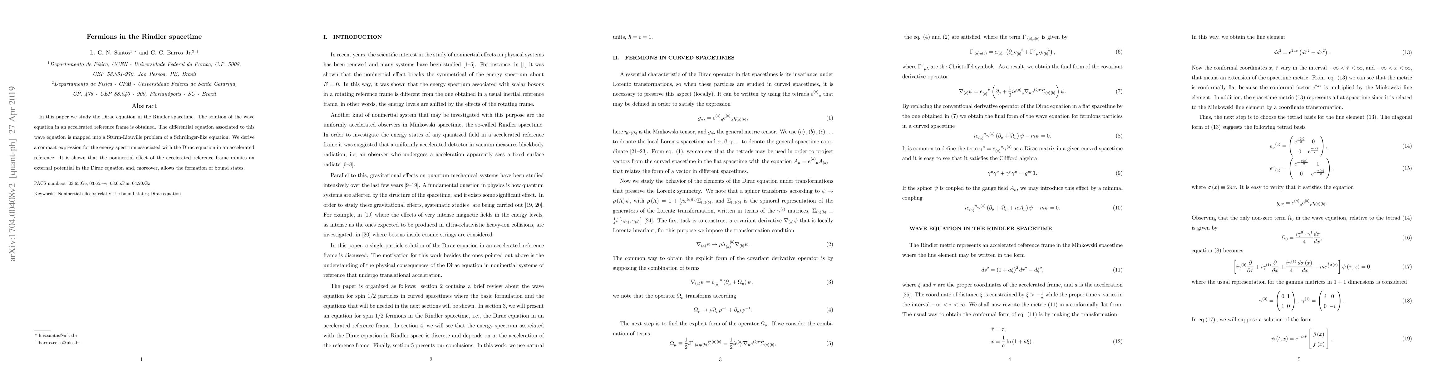 Thumbnail for Fermions in the Rindler spacetime