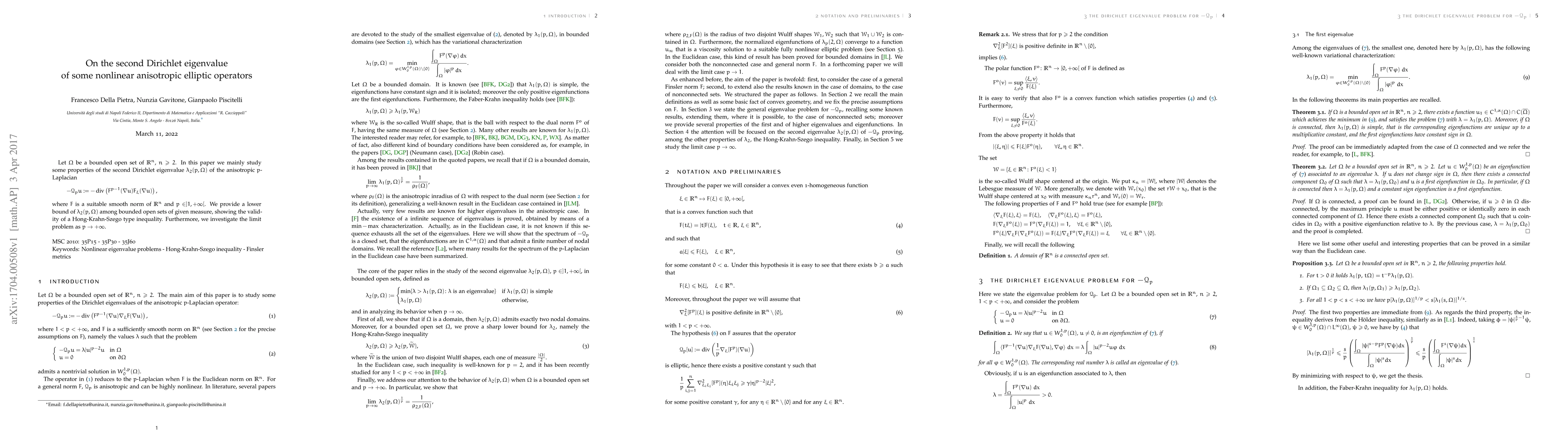 Thumbnail for On the second Dirichlet eigenvalue of some nonlinear anisotropic
  elliptic operators