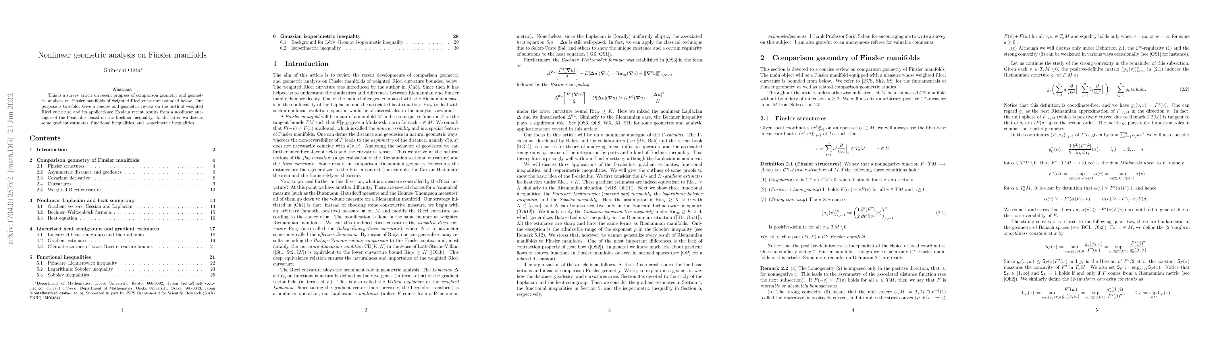 Thumbnail for Nonlinear geometric analysis on Finsler manifolds