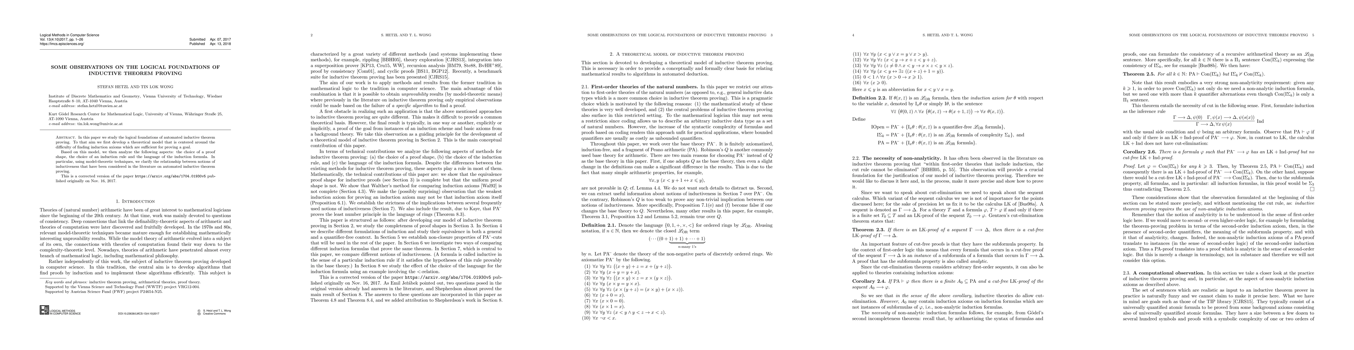 Thumbnail for Some observations on the logical foundations of inductive theorem
  proving