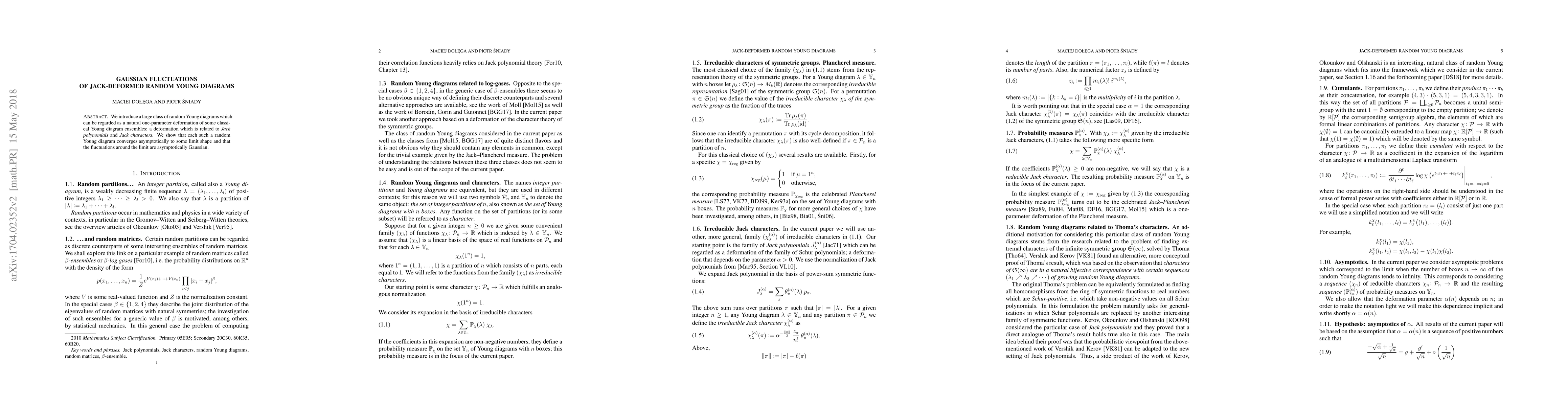 Thumbnail for Gaussian fluctuations of Jack-deformed random Young diagrams