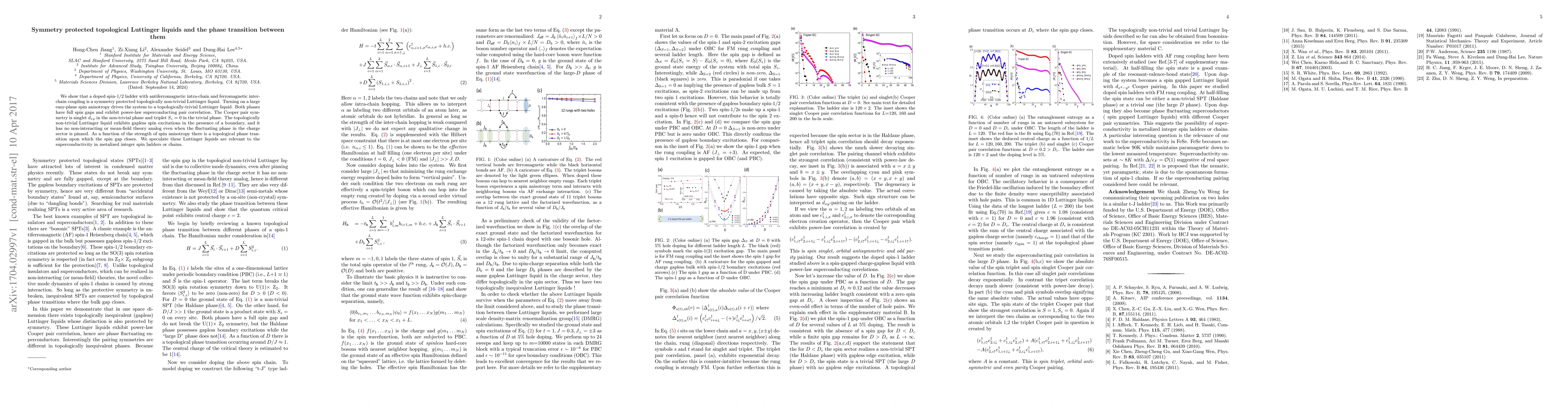 Thumbnail for Symmetry protected topological Luttinger liquids and the phase
  transition between them
