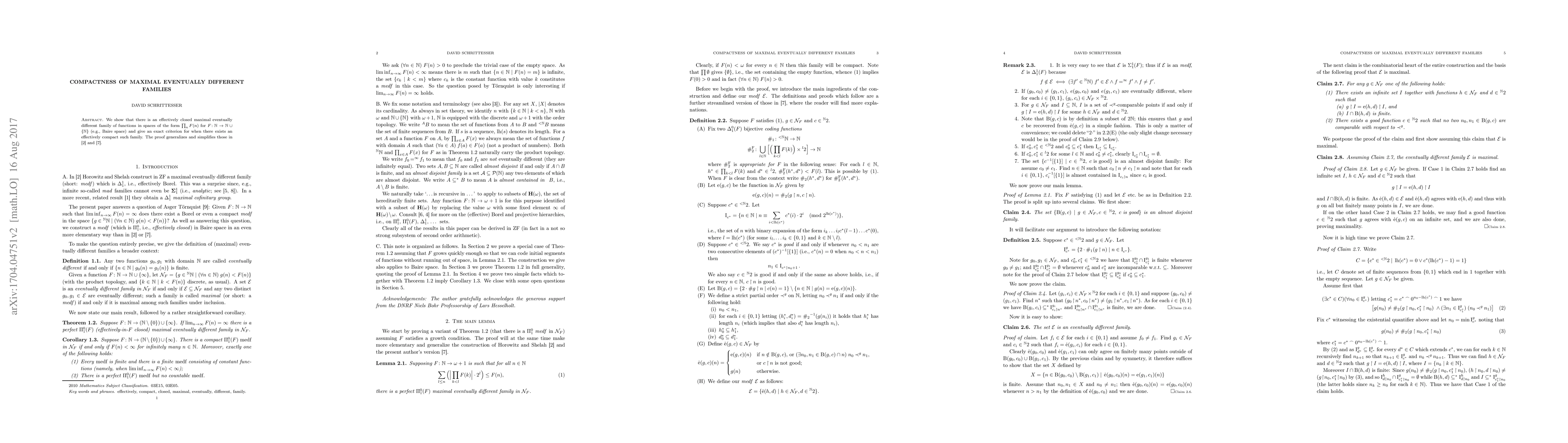 Thumbnail for Compactness of maximal eventually different families