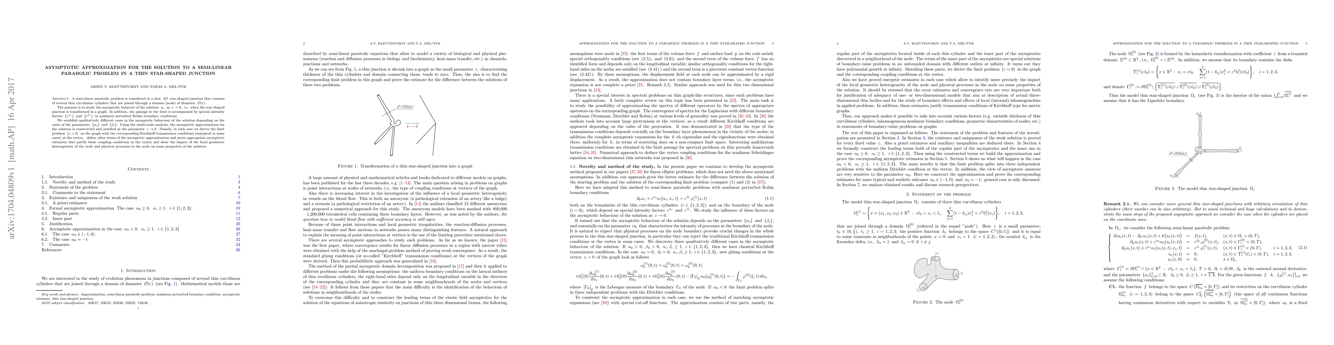 Thumbnail for Asymptotic approximation for the solution to a semi-linear parabolic
  problem in a thin star-shaped junction