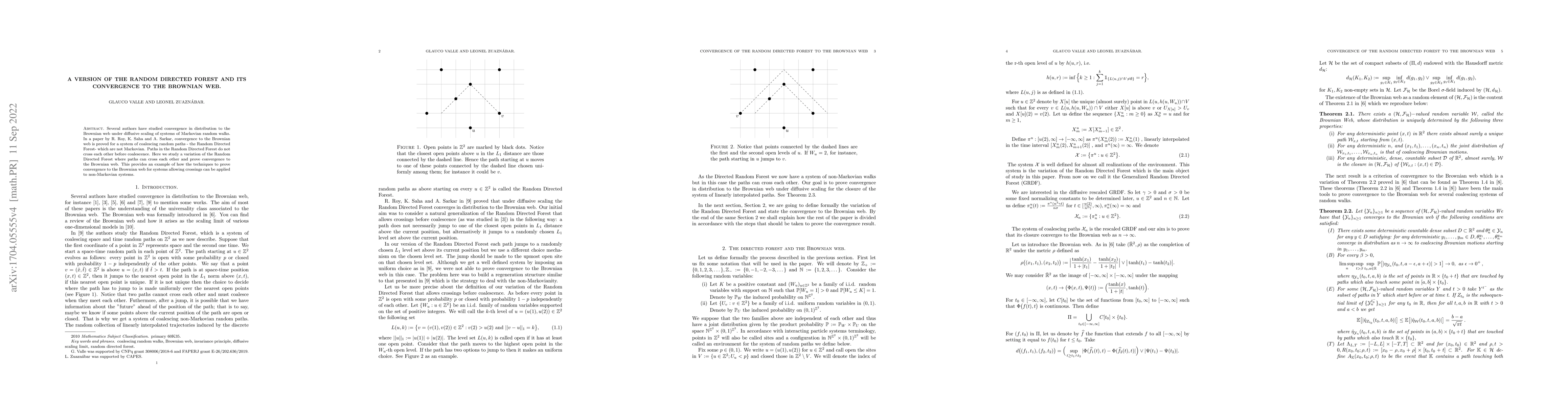 Thumbnail for A version of the random directed forest and its convergence to the
  Brownian web