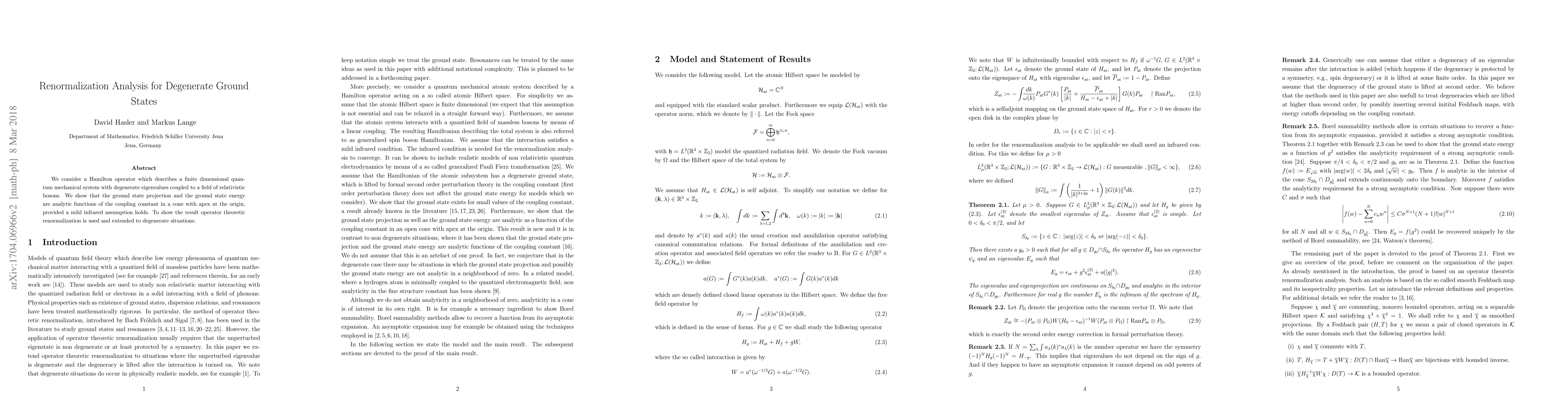 Thumbnail for Renormalization Analysis for Degenerate Ground States