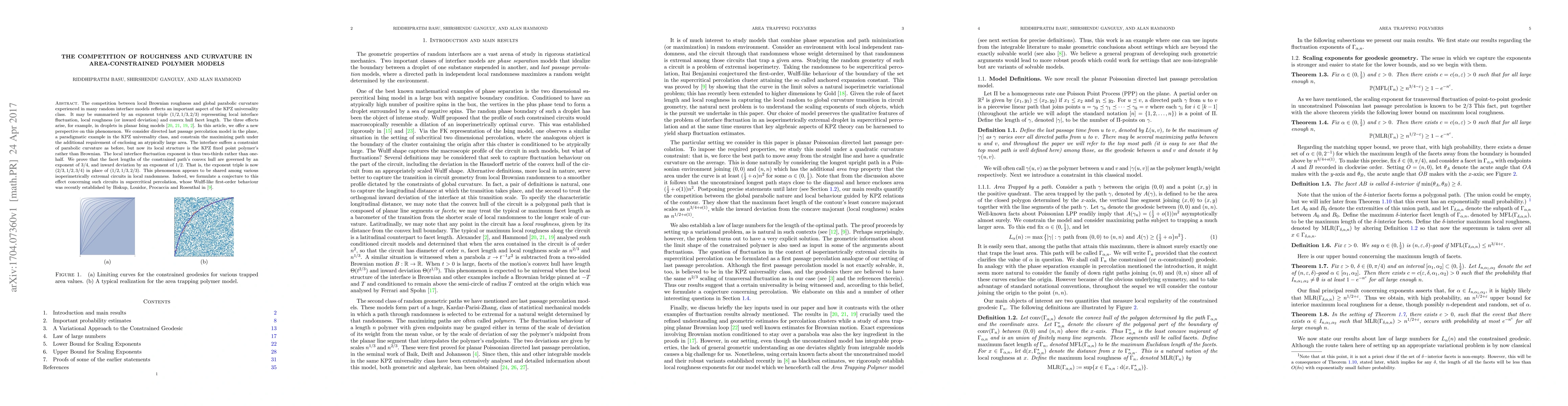 Thumbnail for The Competition of Roughness and Curvature in Area-Constrained Polymer
  Models