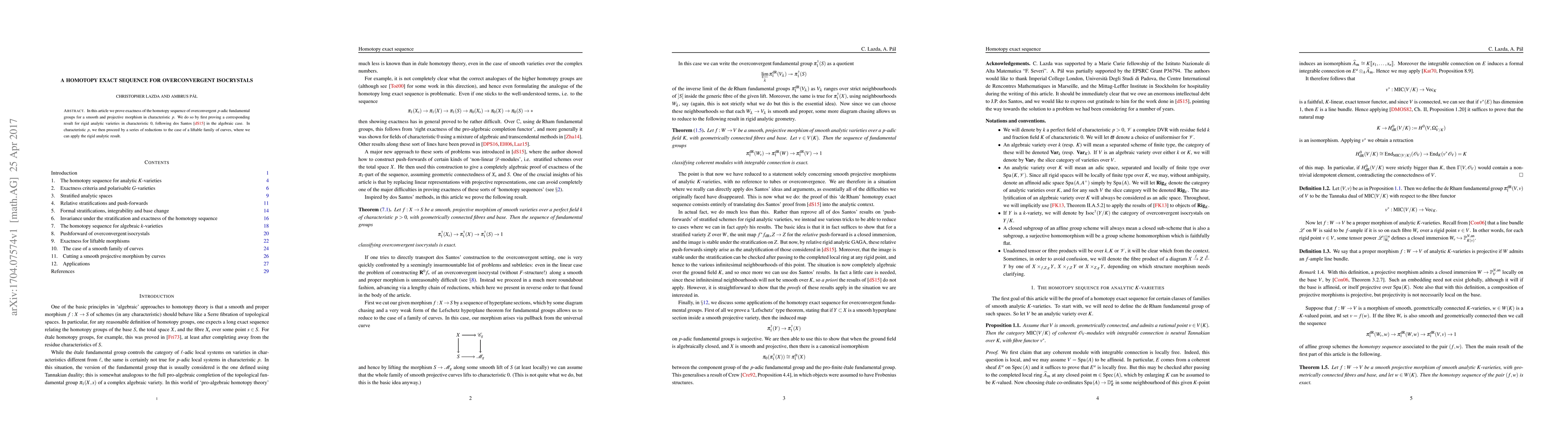 Thumbnail for A homotopy exact sequence for overconvergent isocrystals