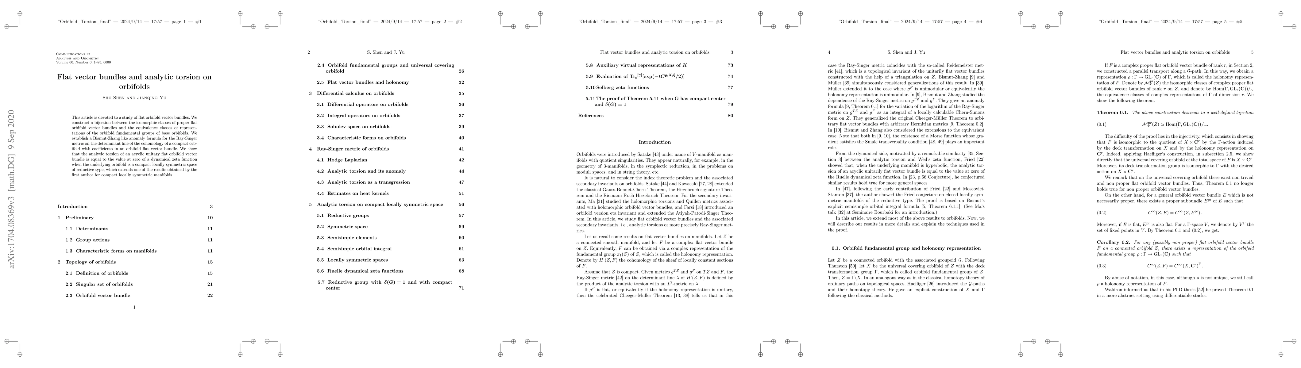 Thumbnail for Flat vector bundles and analytic torsion on orbifolds