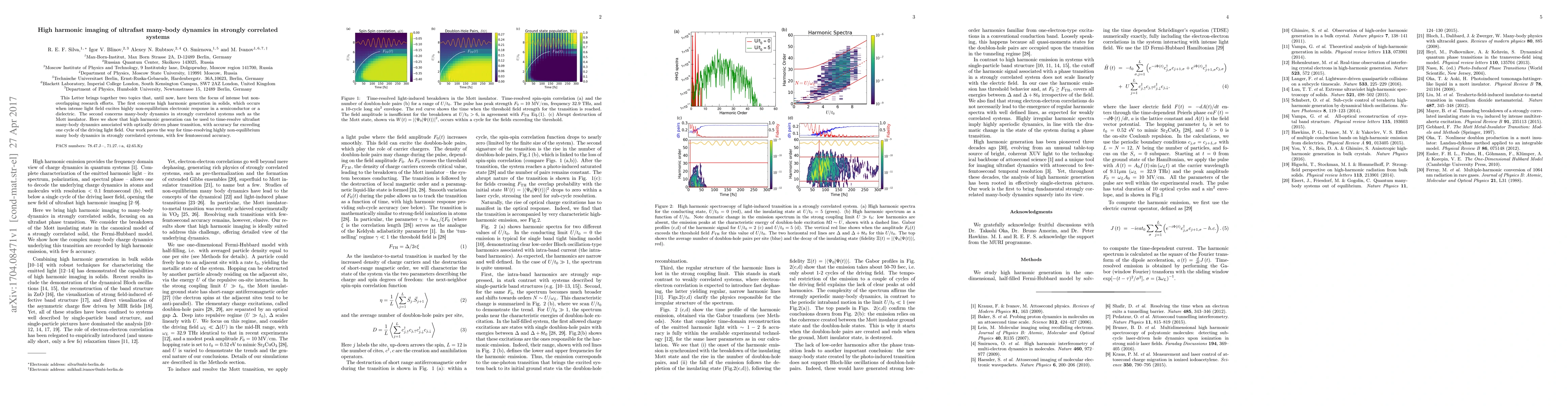 Thumbnail for High harmonic imaging of ultrafast many-body dynamics in strongly
  correlated systems