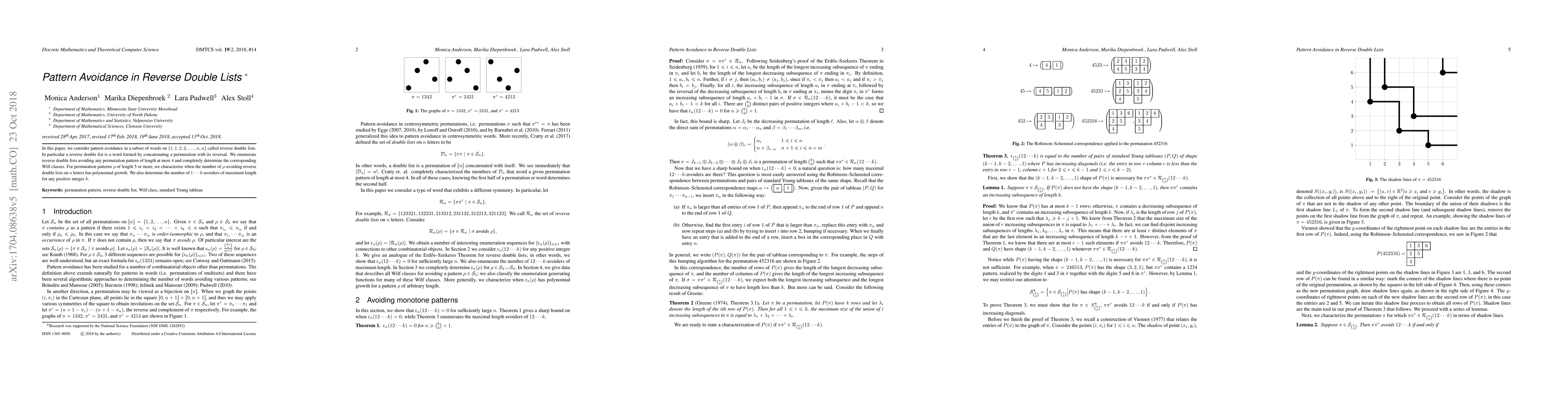 Thumbnail for Pattern Avoidance in Reverse Double Lists