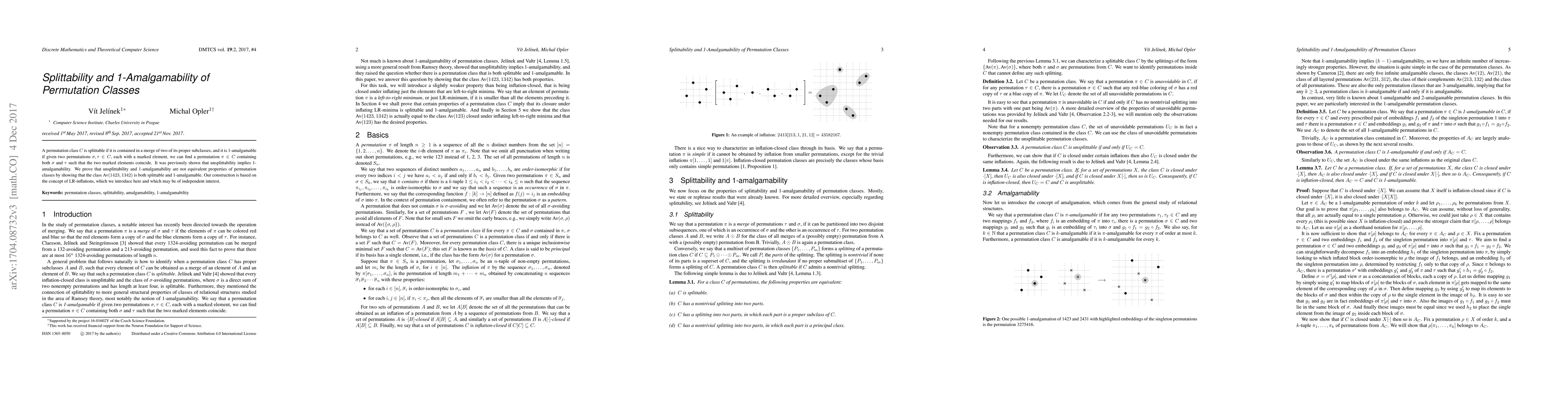 Thumbnail for Splittability and 1-amalgamability of permutation classes