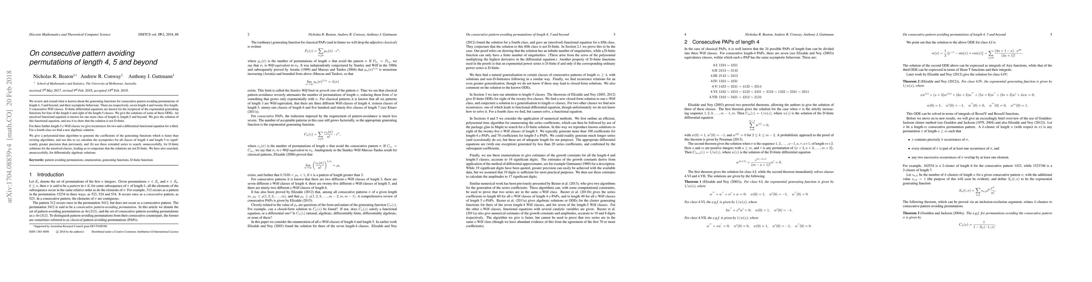Thumbnail for On consecutive pattern-avoiding permutations of length 4, 5 and beyond