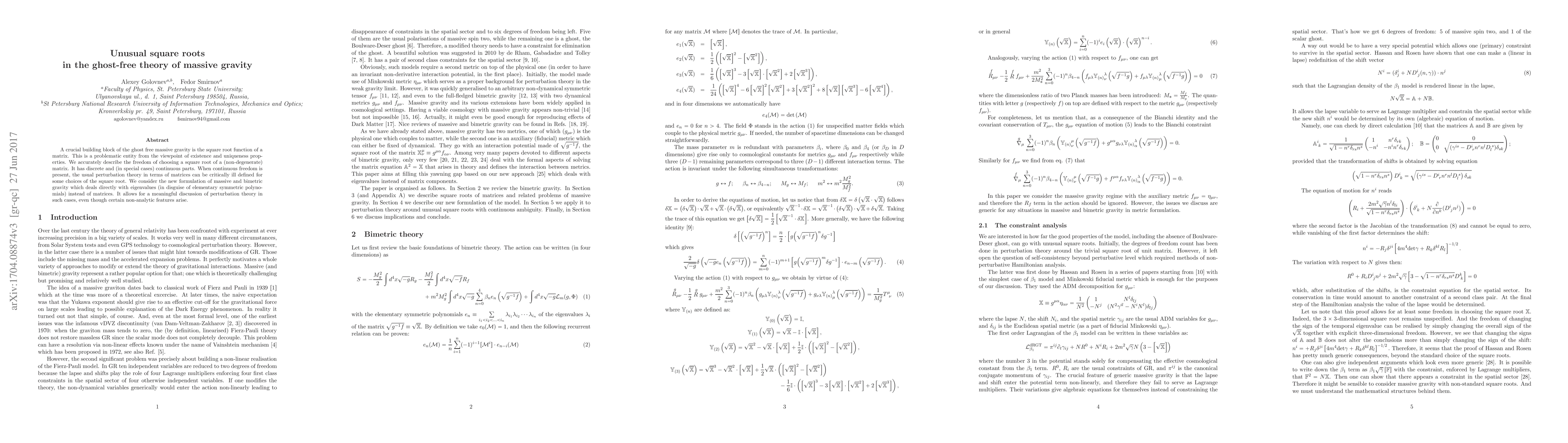 Thumbnail for Unusual square roots in the ghost-free theory of massive gravity
