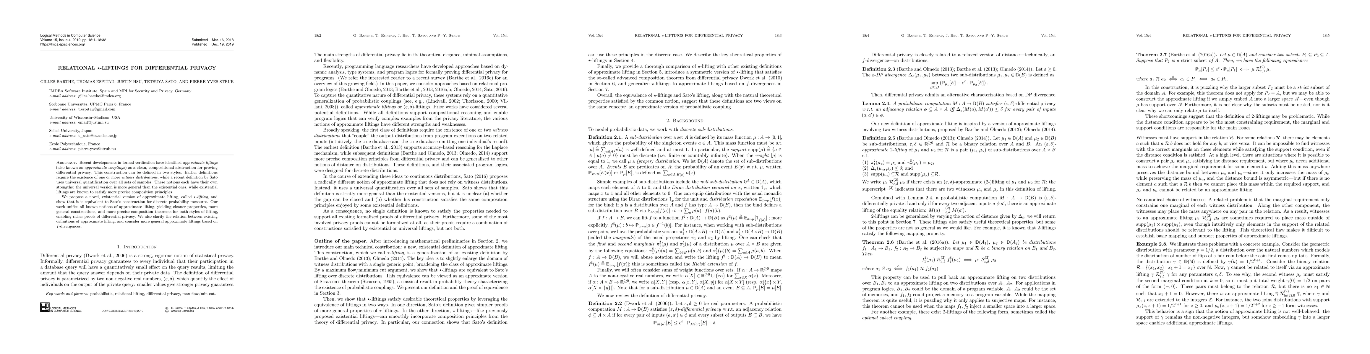 Thumbnail for Relational $\star$-Liftings for Differential Privacy