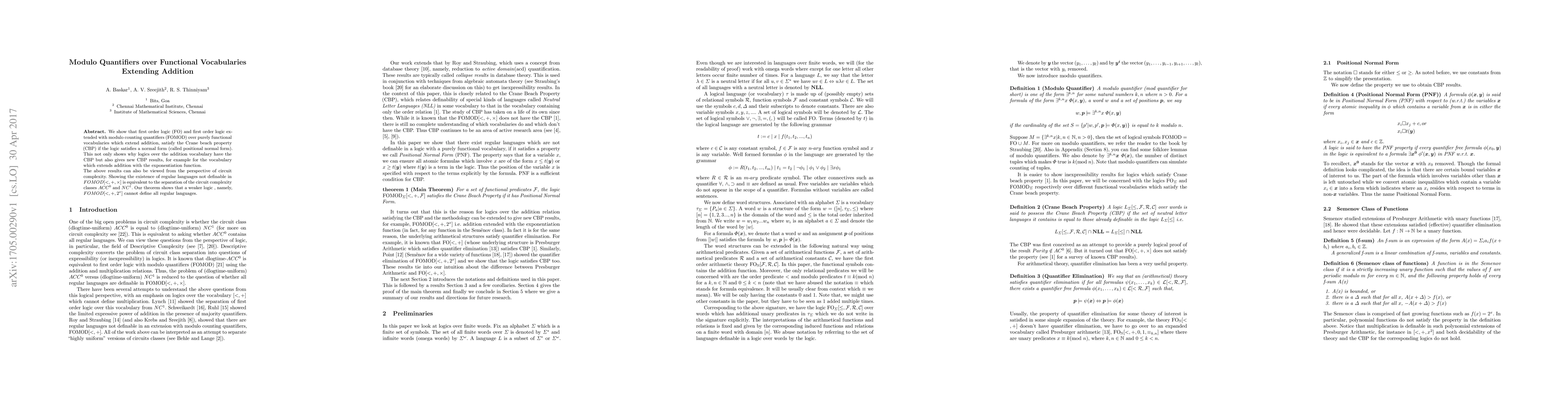 Thumbnail for Modulo quantifiers over functional vocabularies extending addition