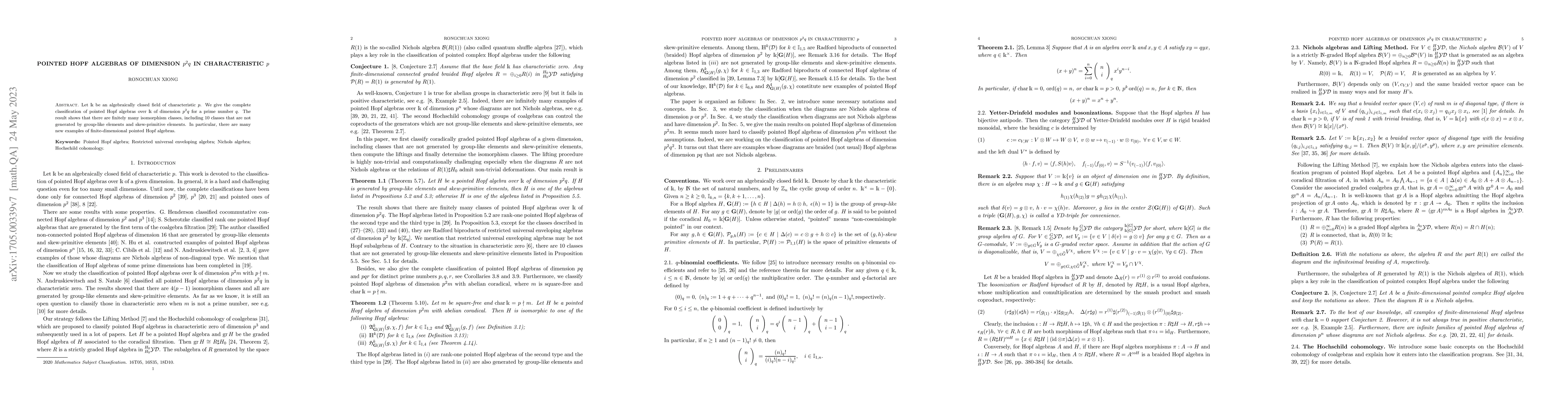 Thumbnail for Pointed Hopf algebras of dimension $p^2q$ in characteristic $p$