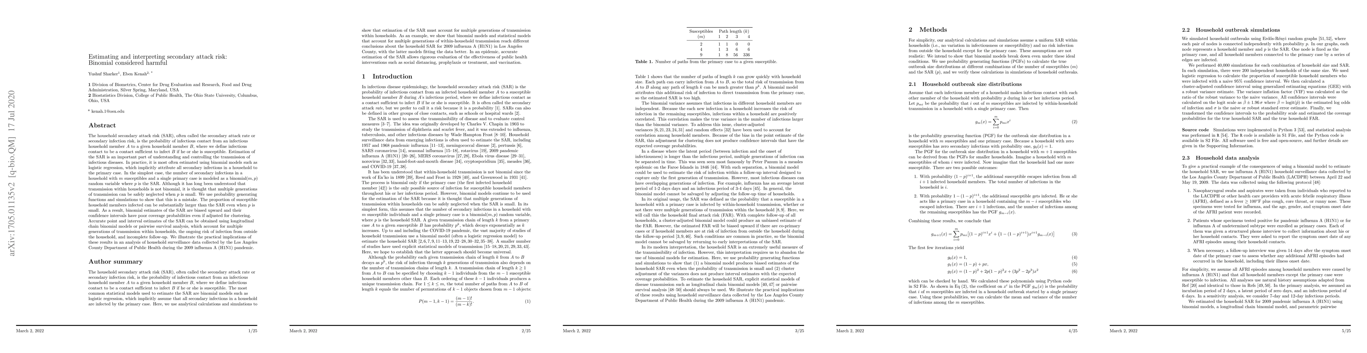 Thumbnail for Estimating and interpreting secondary attack risk: Binomial considered
  harmful