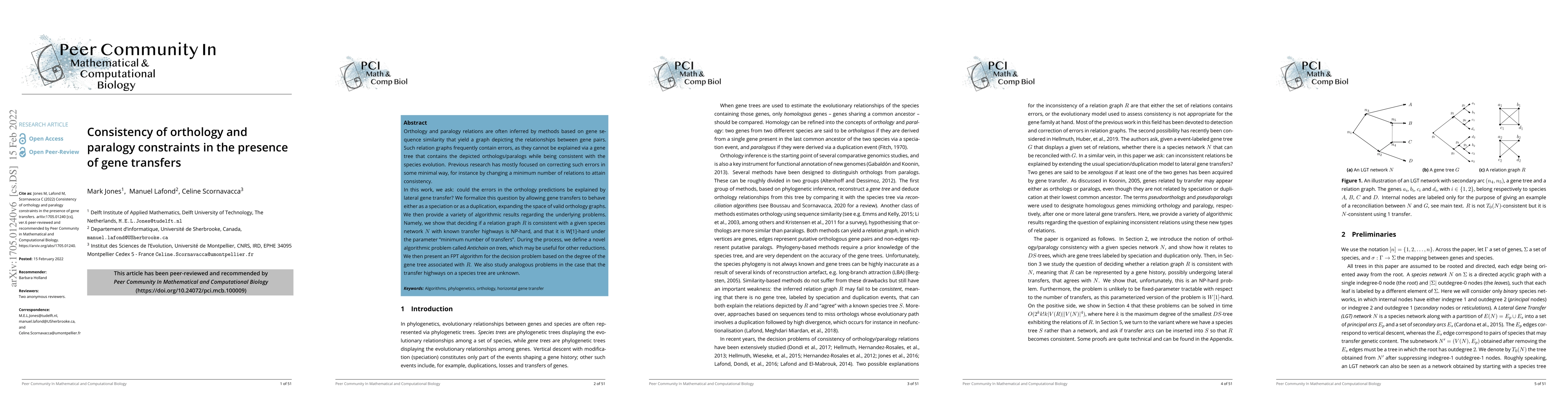 Thumbnail for Consistency of orthology and paralogy constraints in the presence of
  gene transfers