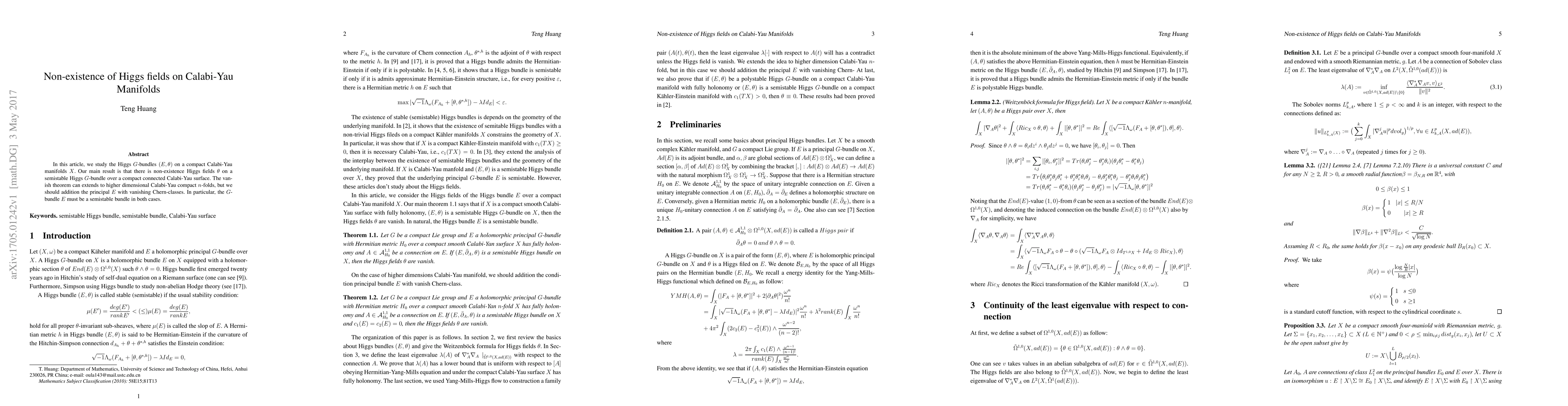 Thumbnail for Non-existence of Higgs fields on Calabi-Yau Manifolds