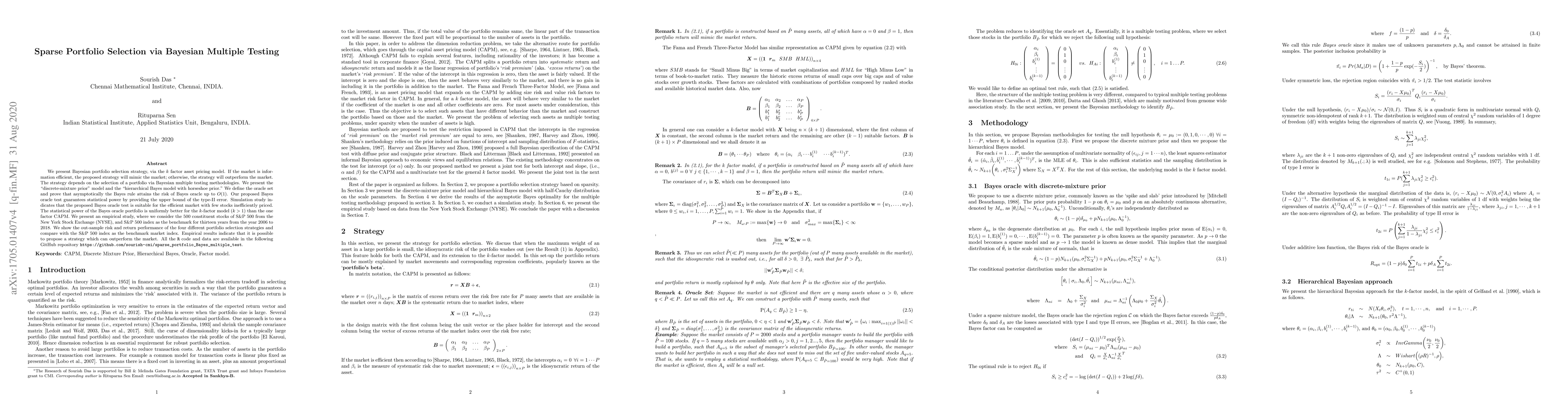 Thumbnail for Sparse Portfolio selection via Bayesian Multiple testing