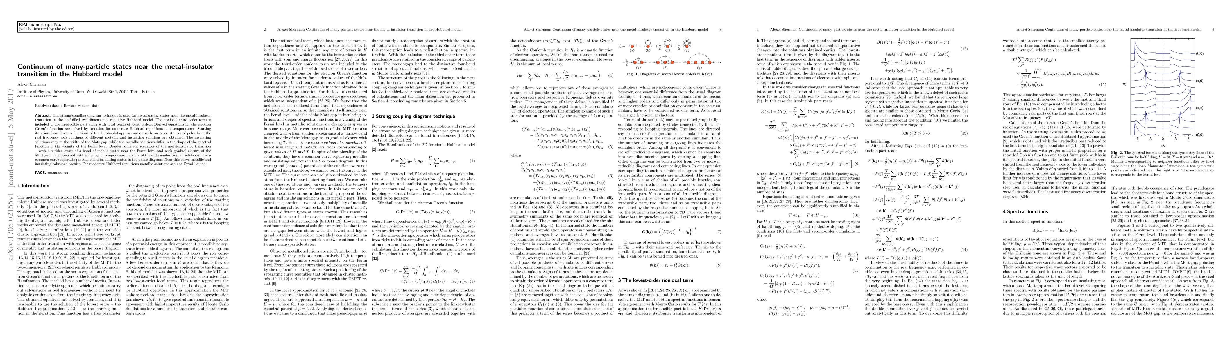 Thumbnail for Continuum of many-particle states near the metal-insulator transition in
  the Hubbard model