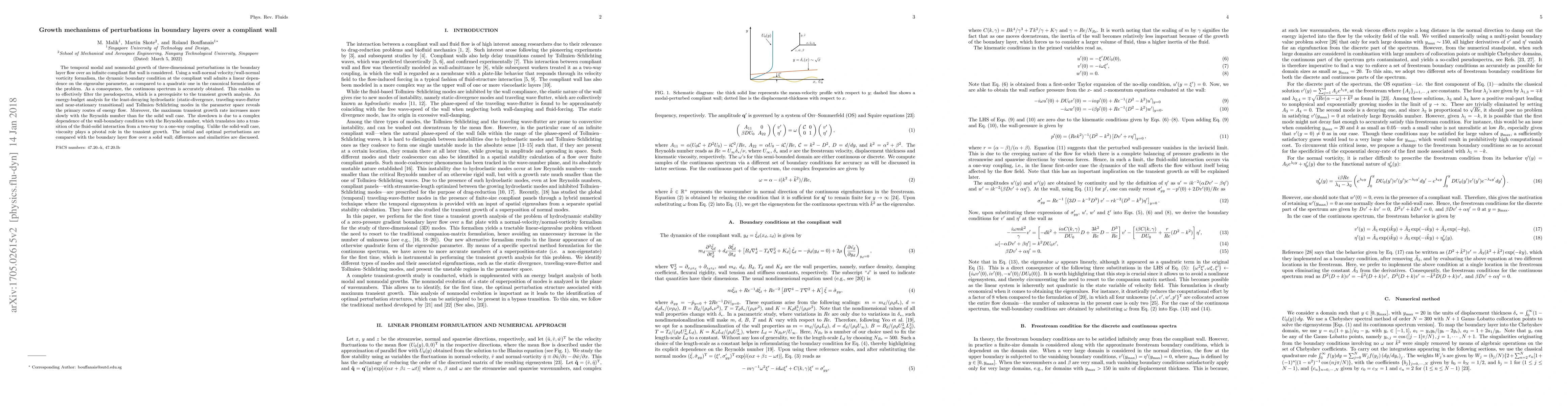 Thumbnail for Growth mechanisms of perturbations in boundary layers over a compliant
  wall