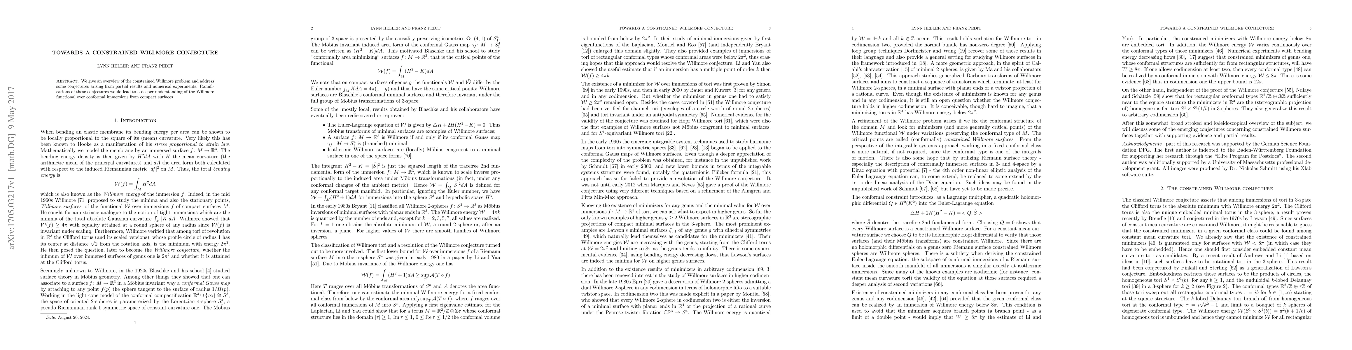 Thumbnail for Towards a constrained Willmore conjecture