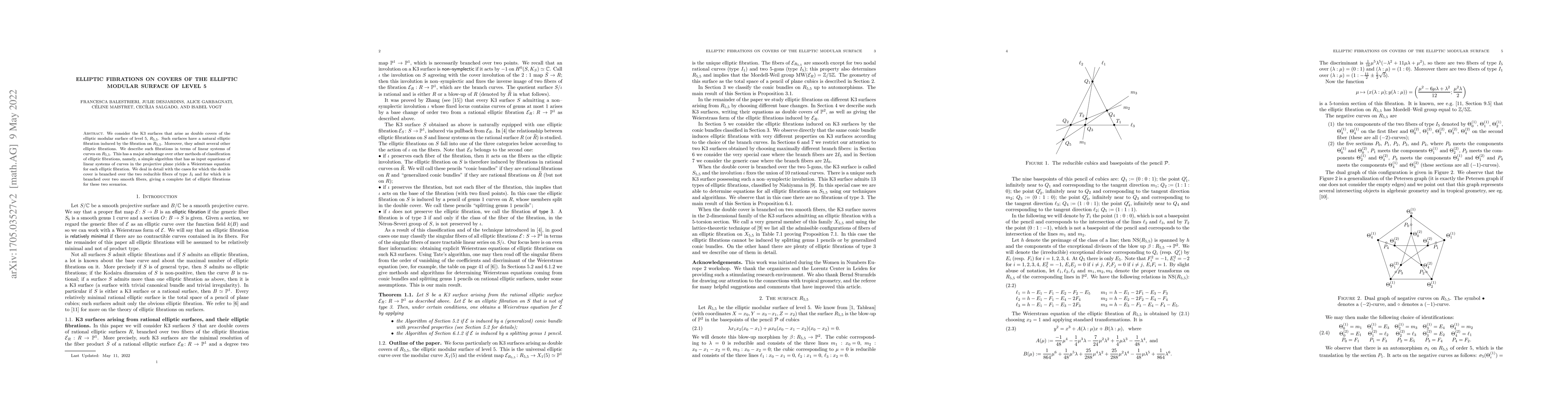 Thumbnail for Elliptic fibrations on covers of the elliptic modular surface of level 5