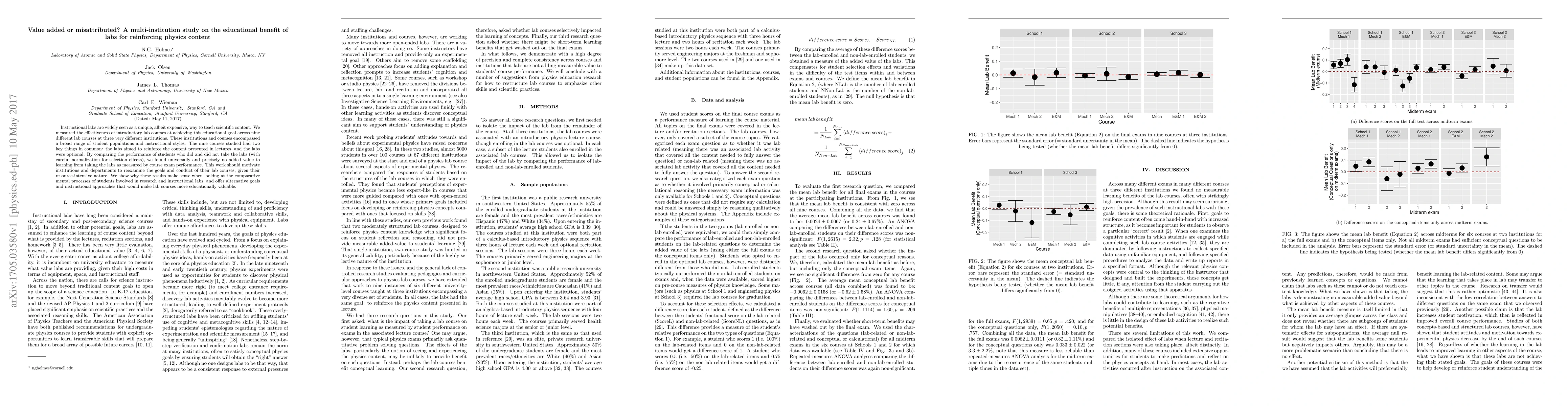 Thumbnail for Value added or misattributed? A multi-institution study on the
  educational benefit of labs for reinforcing physics content