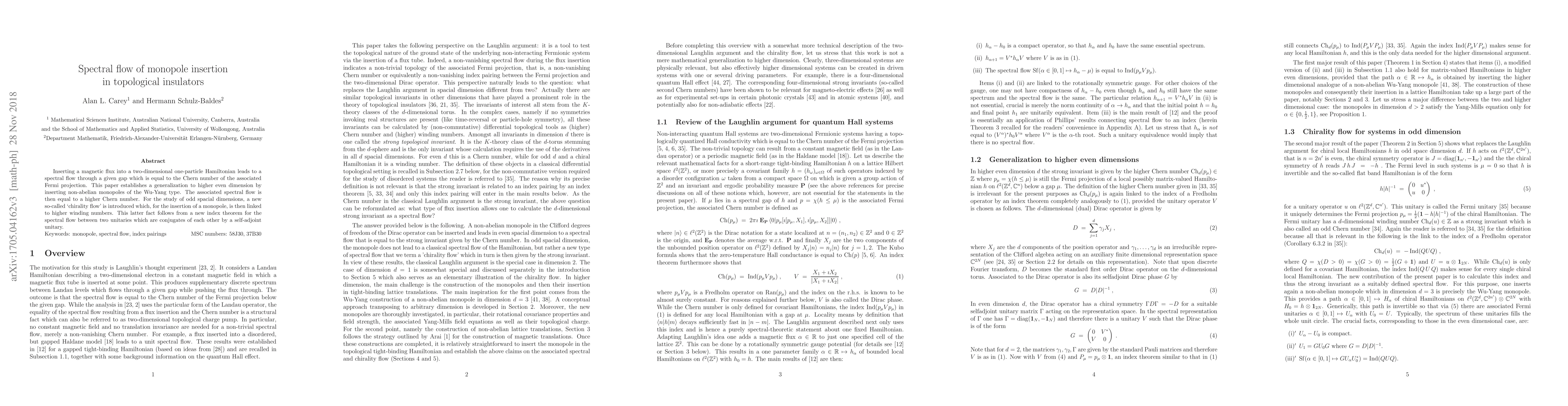 Thumbnail for Spectral flow of monopole insertion in topological insulators