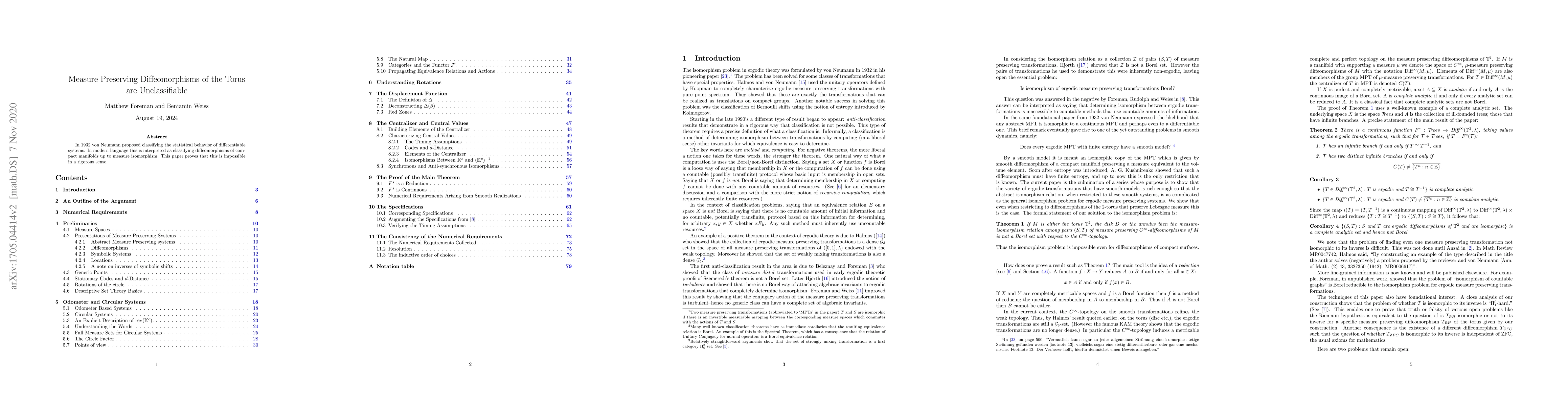 Thumbnail for Measure Preserving Diffeomorphisms of the Torus are Unclassifiable
