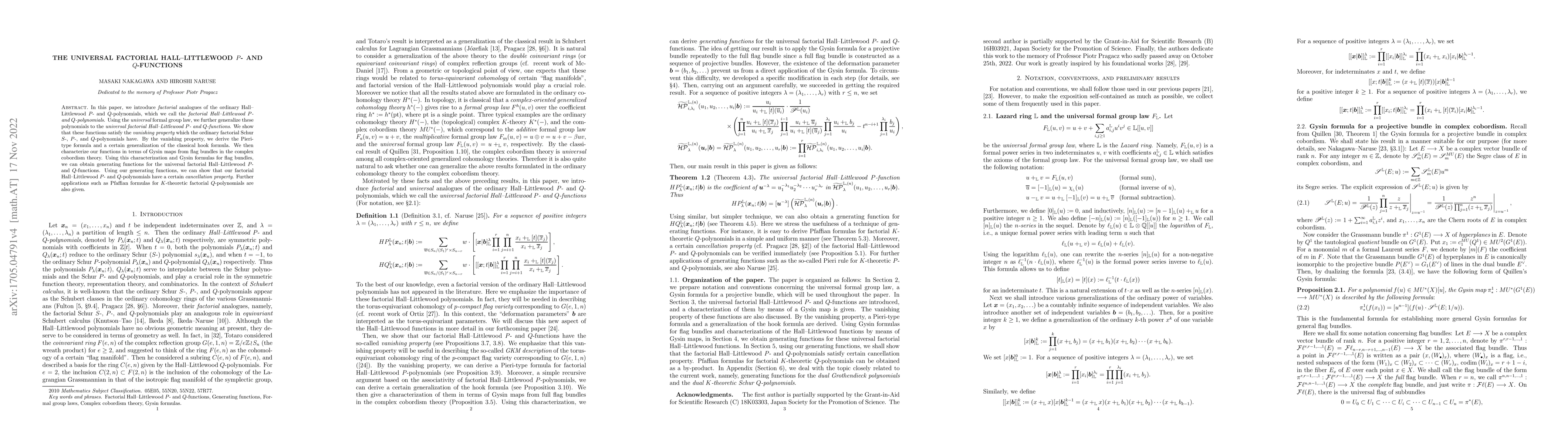 Thumbnail for The universal factorial Hall-Littlewood $P$- and $Q$-functions