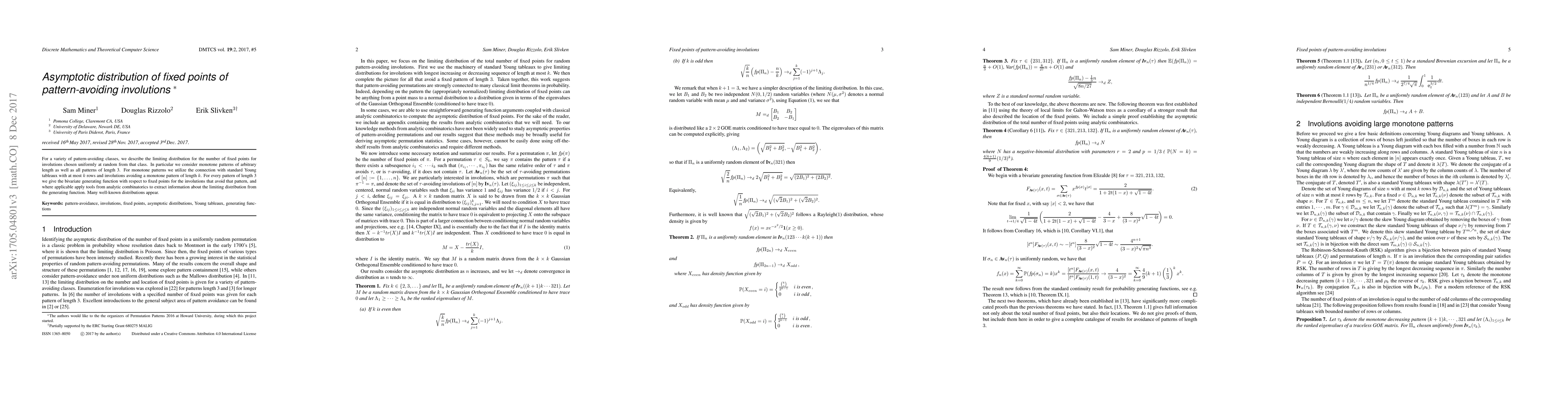 Thumbnail for Asymptotic distribution of fixed points of pattern-avoiding involutions