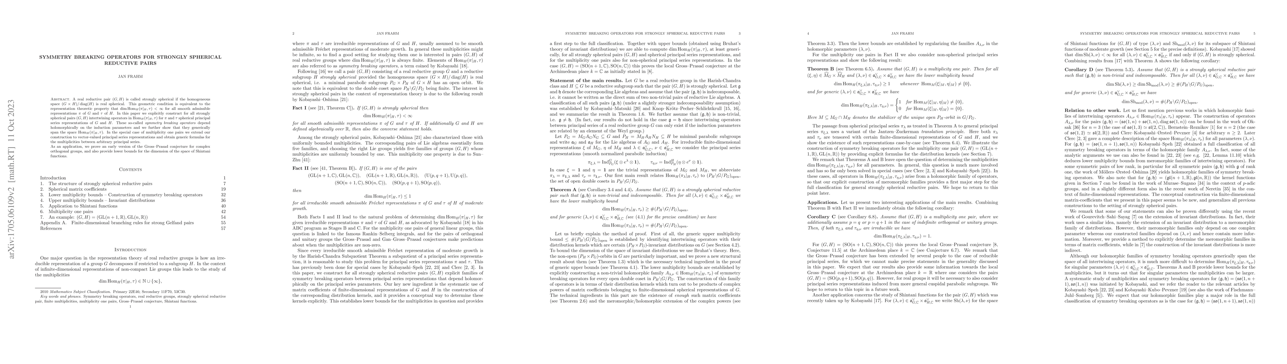 Thumbnail for Symmetry breaking operators for strongly spherical reductive pairs