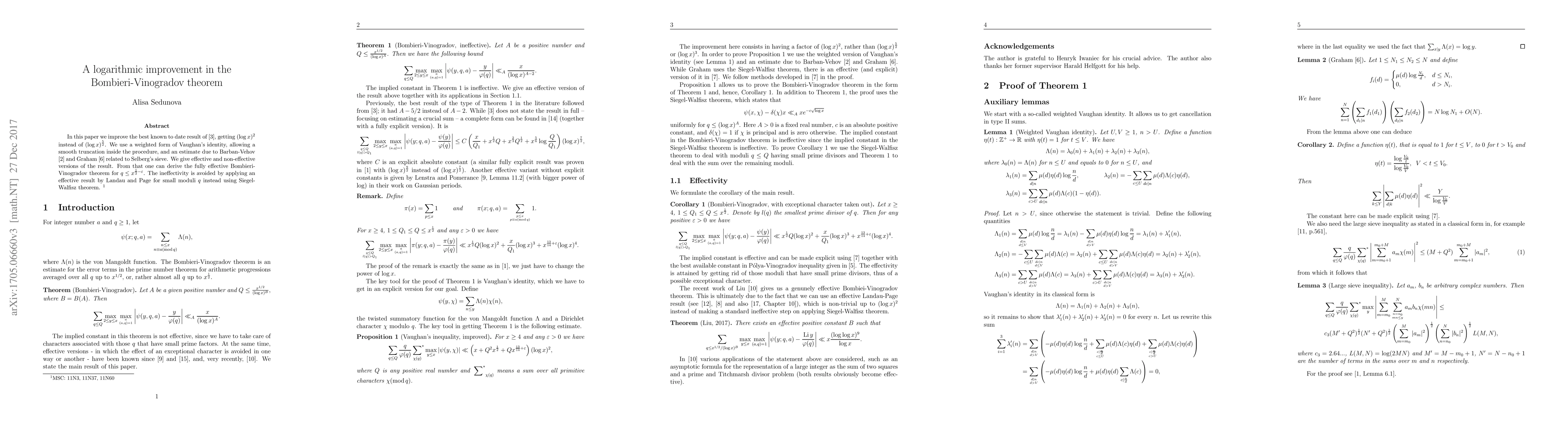 Thumbnail for A logarithmic improvement in the Bombieri-Vinogradov theorem