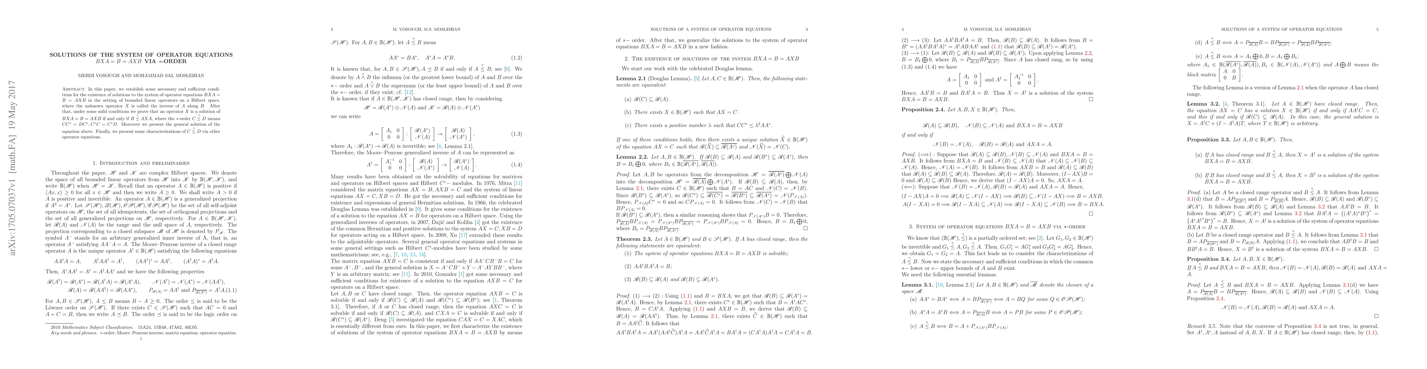 Thumbnail for Solutions of the system of operator equations $BXA=B=AXB$ via $*$-order