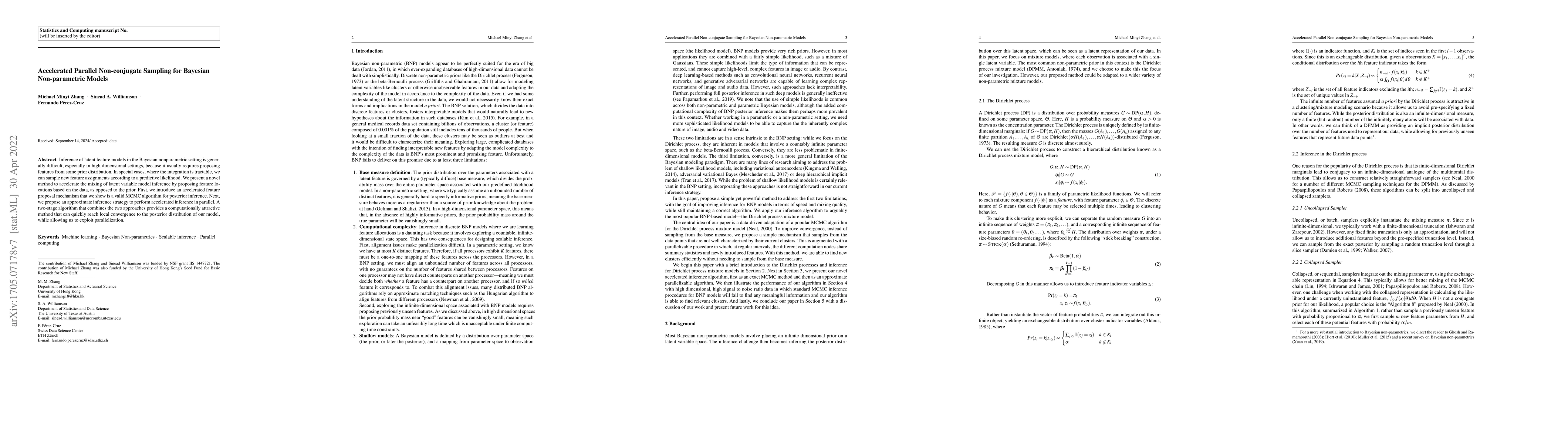 Thumbnail for Accelerated Parallel Non-conjugate Sampling for Bayesian Non-parametric
  Models