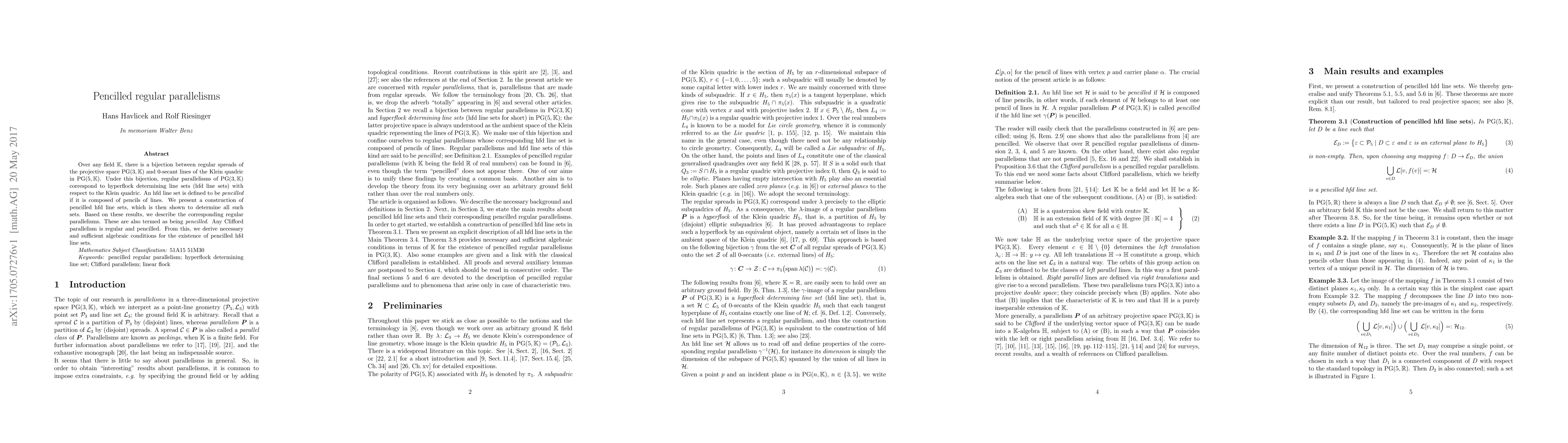 Thumbnail for Pencilled regular parallelisms